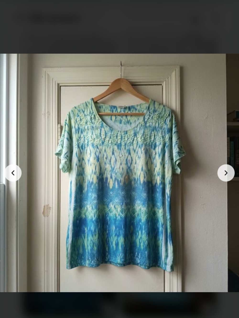 Catherines Women's Size 3x Blue & Green Ombre Short-Sleeve Blouse